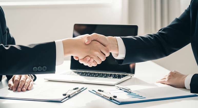 契約や信頼関係を表すビジネスパートナーの握手